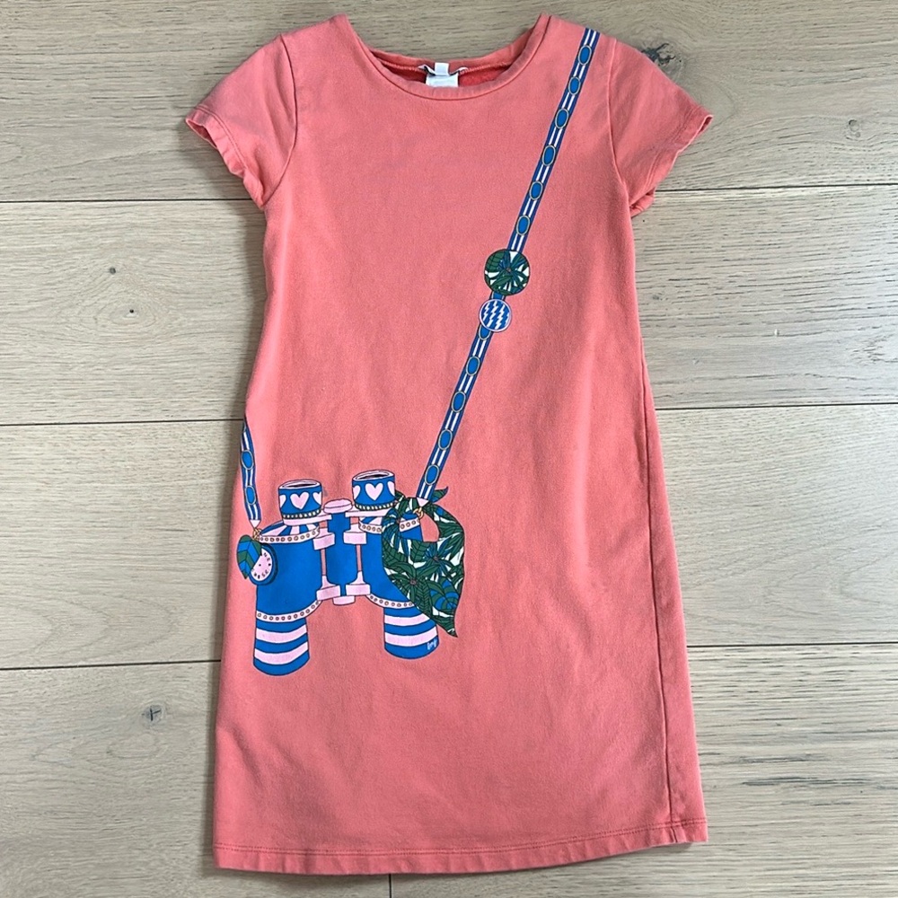 Little Marc Jacobs Binoculars Cotton Dress in Coral